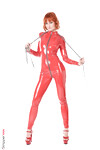 Dolly Dyson masturbeert in latex set